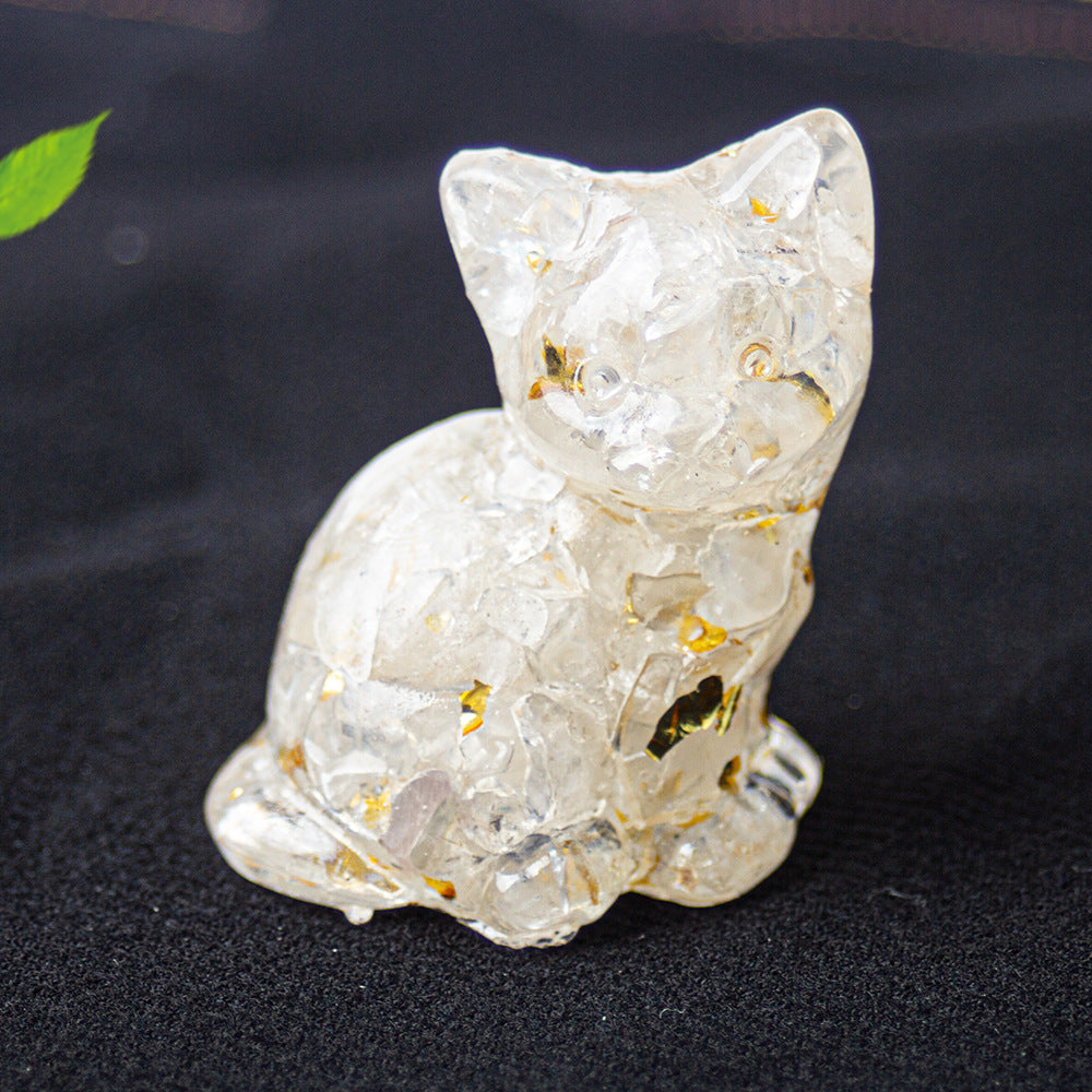 Wholesale Natural crystal gravel cute cat ornaments